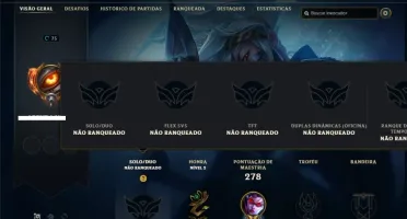 Conta Unranked com 105 Champs e 85 Skins + 6 Vitoriosas