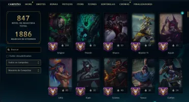 Esmeralda 2 com TODOS os Champs e 343 Skins (JG / MID / ADC)