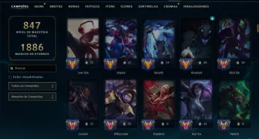 Esmeralda 2 com TODOS os Champs e 343 Skins (JG / MID / ADC)