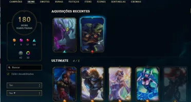 Conta league of legends com todos os campeões, 180 skins
