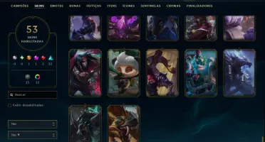 Platina 3 com TODOS os Champs e 53 Skins ( TOP / JG / MID )