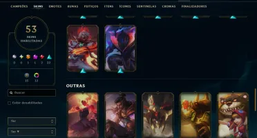 Platina 3 com TODOS os Champs e 53 Skins ( TOP / JG / MID )