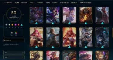 Platina 3 com TODOS os Champs e 53 Skins ( TOP / JG / MID )