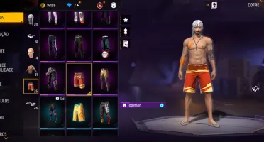 Conta de Free Fire Básic com skin da Nezuko, máscara e tenge