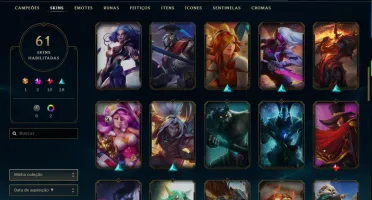 Conta Sem Rank (Ex G4) 90 campeões, 61 skins Akali Prestígio