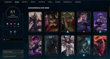 Conta Sem Rank (Ex G4) 90 campeões, 61 skins Akali Prestígio