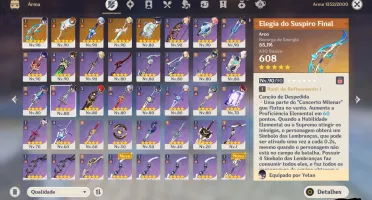 Conta Genshin +27 LENDÁRIOS! 8 Passes+/todos os t4
