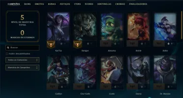 Unranked com 40 Champs e 6 Skins