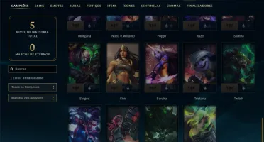 Unranked com 40 Champs e 6 Skins