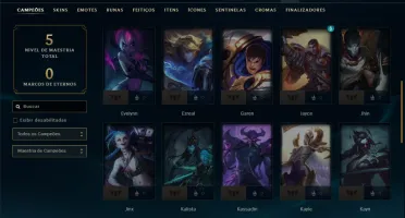 Unranked com 40 Champs e 6 Skins