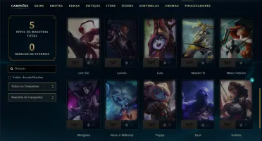Unranked com 40 Champs e 6 Skins