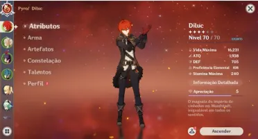 genshin impact rank 38 diluc e outros
