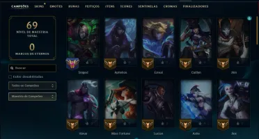Ouro 1 com 55 Champs e 46 Skins ( MONO ADC )