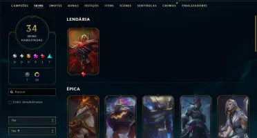 Unranked com 110 Champs e 34 Skins +8 Vitoriosas