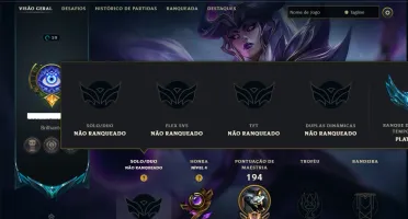 Unranked com 110 Champs e 34 Skins +8 Vitoriosas