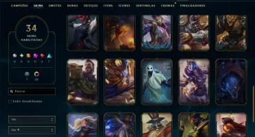 Unranked com 110 Champs e 34 Skins +8 Vitoriosas