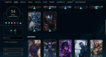 Unranked com 110 Champs e 34 Skins +8 Vitoriosas