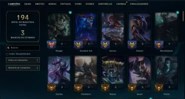 Unranked com 110 Champs e 34 Skins +8 Vitoriosas