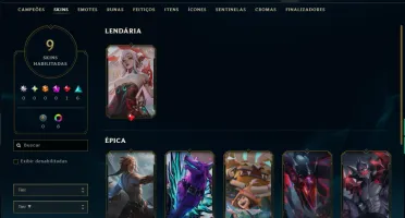 Prata 1 com 70 Champs e 9 Skins