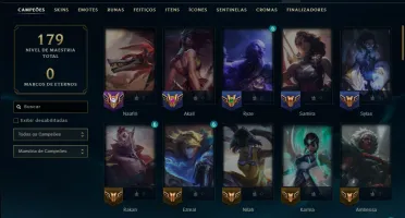 Prata 1 com 70 Champs e 9 Skins