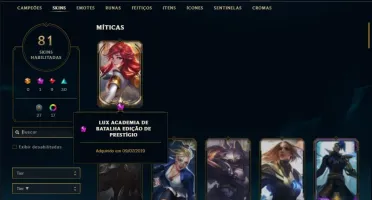 Conta platina 1 com 76 champs e 81 skins + (Ryze Triunfante)