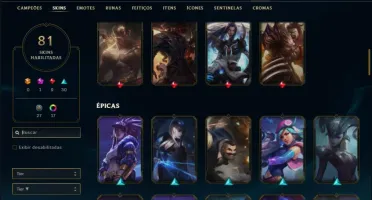 Conta platina 1 com 76 champs e 81 skins + (Ryze Triunfante)
