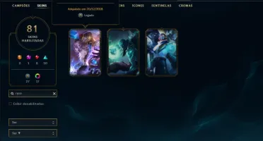 Conta platina 1 com 76 champs e 81 skins + (Ryze Triunfante)