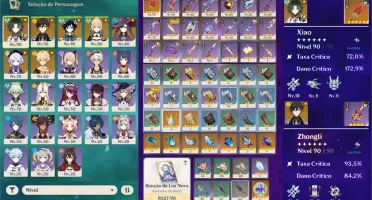 [AR 54] Xião, Zhongli e Venti + Lança de Jade + três 5*