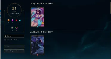 CONTA LEAGUE OF LEGENDS DIAMANTE 1 31 SKINS 76 CAMPEÕES