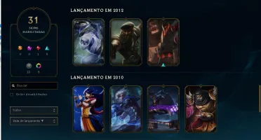 CONTA LEAGUE OF LEGENDS DIAMANTE 1 31 SKINS 76 CAMPEÕES