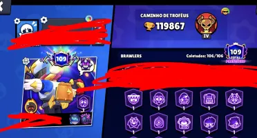 Conta Brawl Stars Endgame | 119.8K Troféus | 106/106 Brawler