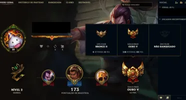 Conta Level 30 - Ouro V (Solo/Duo) / Bronze II (Flex) na S7