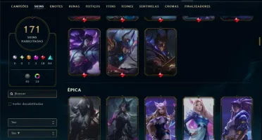 Unranked com TODOS os Champs e 171 Skins +2 Prestigios