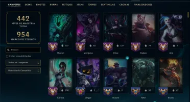 Unranked com TODOS os Champs e 171 Skins +2 Prestigios