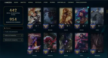 Unranked com TODOS os Champs e 171 Skins +2 Prestigios