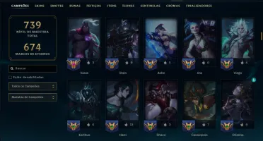 Ouro 1 com TODOS os Champs e 256 Skins +11 Prestigios