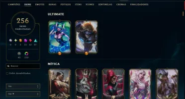 Ouro 1 com TODOS os Champs e 256 Skins +11 Prestigios