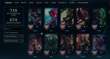 Ouro 1 com TODOS os Champs e 256 Skins +11 Prestigios