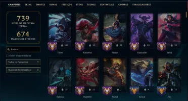 Ouro 1 com TODOS os Champs e 256 Skins +11 Prestigios