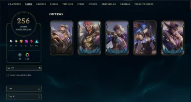 Ouro 1 com TODOS os Champs e 256 Skins +11 Prestigios