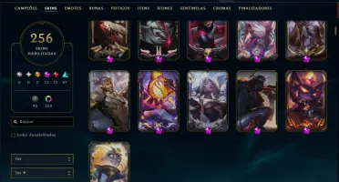 Ouro 1 com TODOS os Champs e 256 Skins +11 Prestigios