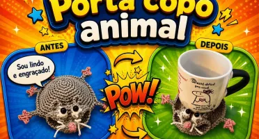 Porta copo rato de crochê