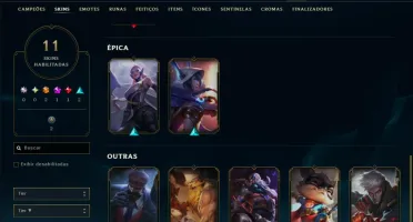 Platina 3 com 50 Champs e 11 Skins
