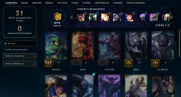 conta lol com todos campeoes e vsarias skins