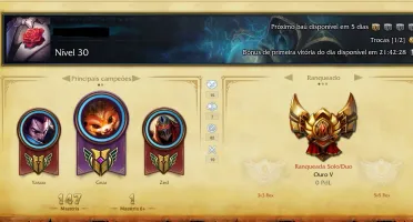 CONTA LOL GOLD V - 38 CAMPEÕES - 7 SKINS
