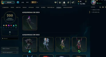 Conta League of Legends nv 909, 244 skins, todos os campeões
