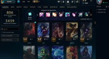 Conta League of Legends nv 909, 244 skins, todos os campeões