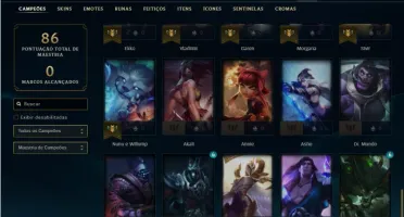 Conta ouro 4 com 45 Champs e 15 Skins + 1 Prestigio do Kayn