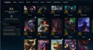 Conta ouro 4 com 45 Champs e 15 Skins + 1 Prestigio do Kayn