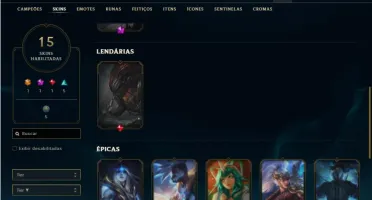 Conta ouro 4 com 45 Champs e 15 Skins + 1 Prestigio do Kayn